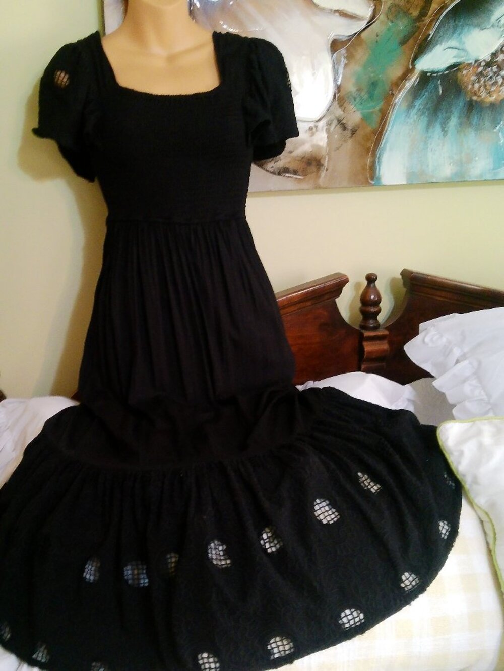 Anthropologie Seen Worn Kept Zohara Dress size XXS Black Embroidere NEW
